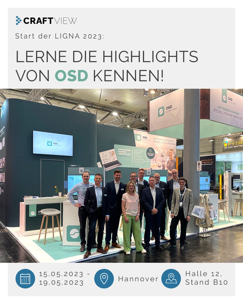 craftview_eur's tweet photo. Start der LIGNA 2023
Wir freuen uns ab heute auf deinen Messebesuch in Halle 12 an Stand B10!

➡ https://t.co/52Lbnv88yy

Das CRAFTVIEW-Team

#craftview #software #digitalisierung #weltleitmesse #ligna2023 #osdatensysteme #osd #tischler #schreiner https://t.co/FngqEMviGv
