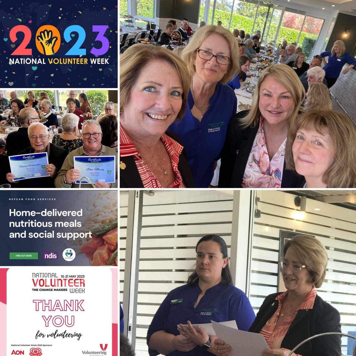 CookClr's tweet image. Today is the beginning of National Volunteer Week. So pleased to celebrate this by attending the Nepean Food Services High Tea to acknowledge their wonderful volunteers who not only provide nutritious meals but an invaluable social connection.
#NationalVolunteerWeek