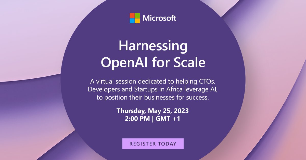 Microsoftea's tweet photo. How can your business utilize the power of AI technology to expand and create significant outcomes? 📊 

Participate in Harnessing Open AI for Scale, an online event that will delve into this topic and explore various strategies. ⬇️ 
 
https://t.co/SbSg4OsFG7
 
#MSFTForStartups https://t.co/ZO8em25sic