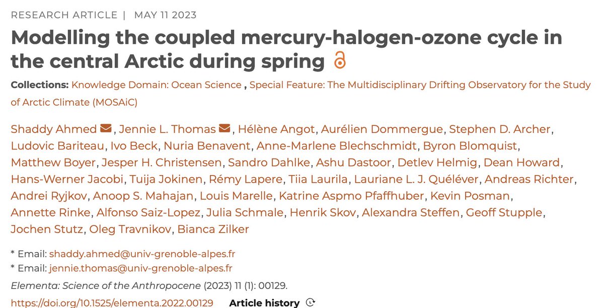 Check out our new <a href="/CRiceS_H2020/">CRiceS_H2020</a> paper on modeling atmospheric chemistry (O3/Br/Hg) which is controlled by processes on sea ice/snow during Arctic spring lead by <a href="/shaddy_ahmed/">Shaddy Ahmed</a> using observations from <a href="/MOSAiCArctic/">MOSAiC Expedition</a> 👇
tinyurl.com/arctic-paper