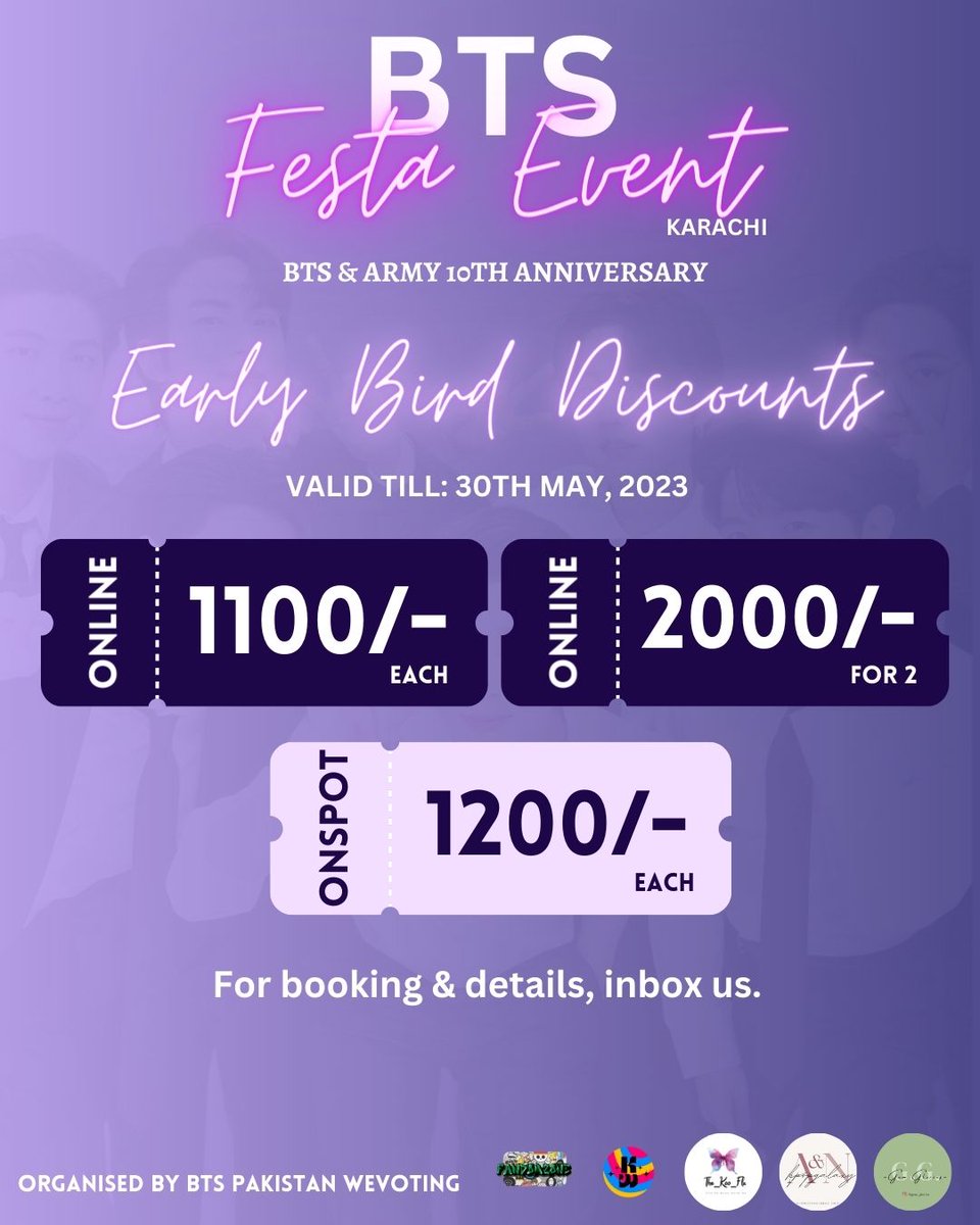 btspkwevoting's tweet photo. 🔥🔥 KNOCK KNOCK!! 🔥🔥
THE WAIT IS OVER! 🎉🎊

Join BTS Pakistan Wevoting for the biggest event of the year! BTS FESTA is here! 💥 Lots of activities await! 💜
Hurry, book tickets now! #BTSFESTA #10YearsWithBTS https://t.co/u1MIWjRCWf
