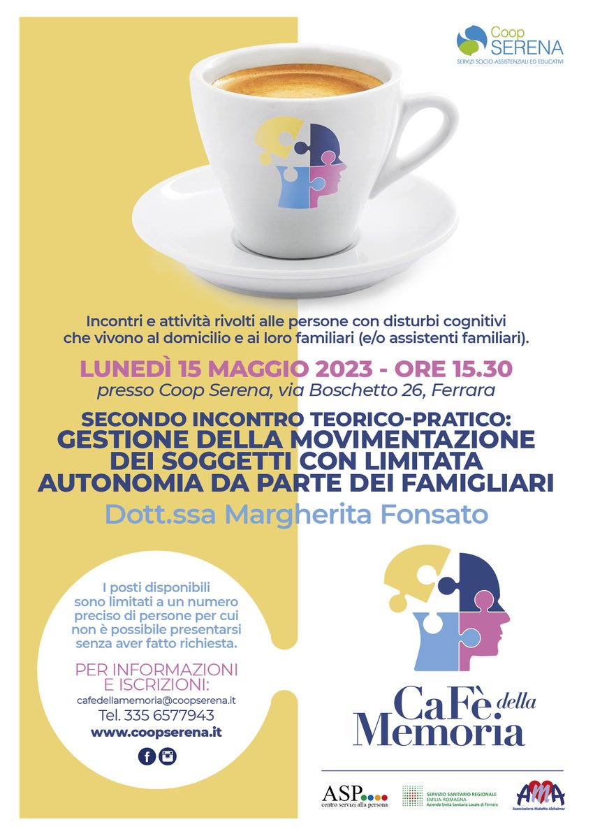 CoopSerena's tweet photo. Oggi, secondo incontro teorico-pratico per la gestione della movimentazione delle #persone con disturbi cognitivi con limitata autonomia da parte dei famigliari.
#cafedellamemoria #coopserena https://t.co/e8KixlKMAr