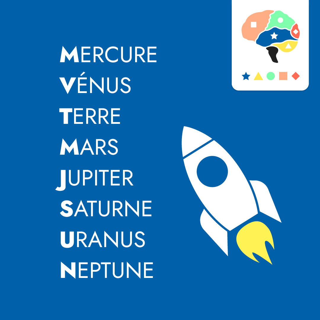🧠 Quiz mnemotechnique

Si on vous dis : "Merveilleuse Vue, Toute Ma Joie Sur Un Nuage", vous pensez à quoi ?

Découvrez la réponse ci-dessous ⬇️

#mémorisation #neurosciences #energyformation