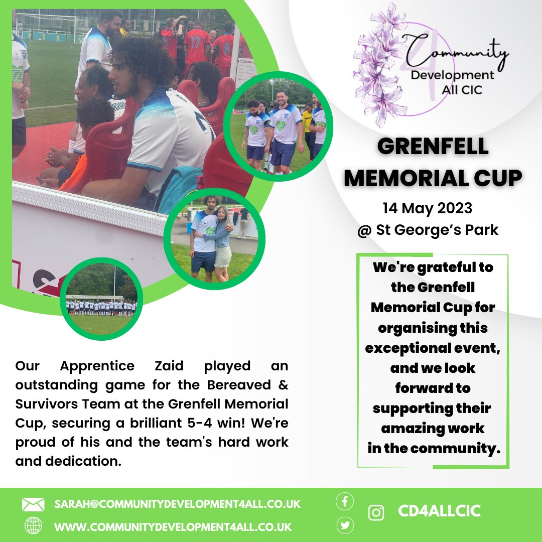 Our heartfelt appreciation goes out to all the participating teams and the incredible organisers for creating a meaningful event with a special thanks to <a href="/GFMemorialCup/">Grenfell Memorial Cup</a> 

And well done to all the participating teams and players, it was an honour to stand united in remembrance 💚