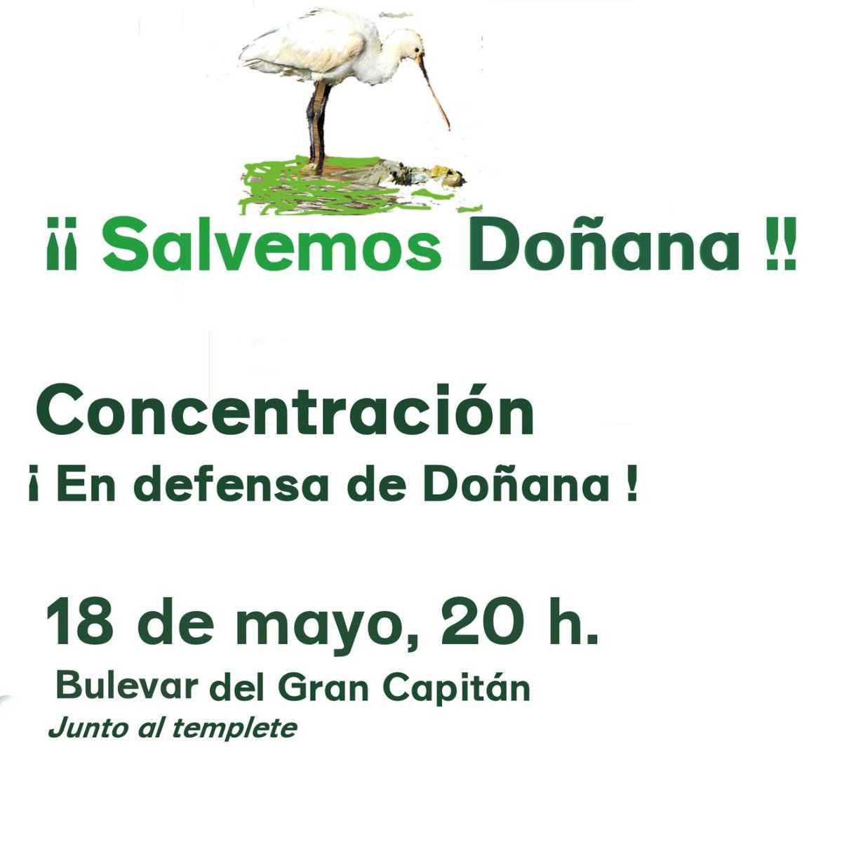 Defendamos Doñana de más sequía para que sigan ganando los que más tienen. 
Defendamos los intereses del planeta y de la mayoría social.
Defendamos nuestro futuro.

Este jueves, en el Templete del Bulevar, nos vemos para #SalvemosDoñana