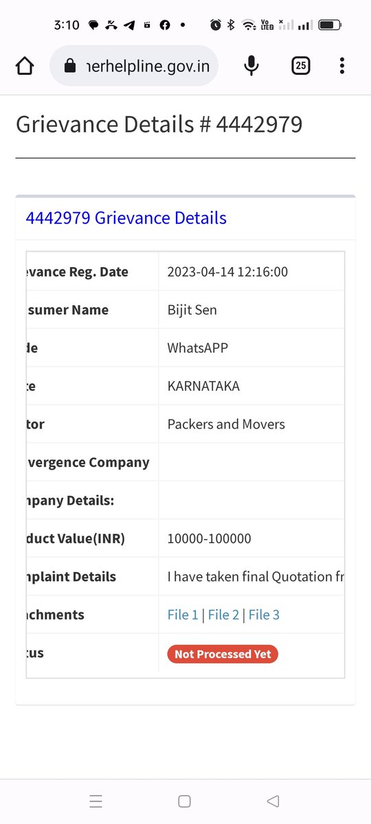 BijitSen09's tweet photo. @jagograhakjago @PiyushGoyal @SadhviNiranjan @AshwiniKChoubey @rohitksingh @mygovindia @PIB_India @IndianStandards Complaint was raised on 14.04.2023 but till date not proceeded..don't know for whom and why this govt. Portal has been opened!!! https://t.co/HMdp2l6lNb