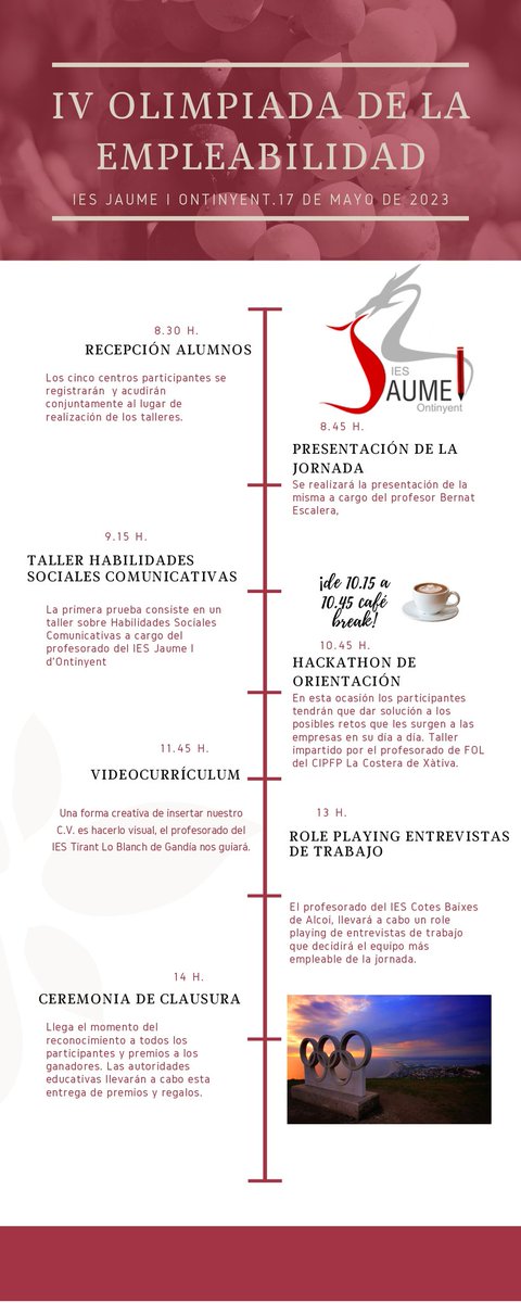 bernat551's tweet photo. Compartimos cartel y  programación de la IV edición de la 'Olimpiada de la Empleabilidad'.
Estamos convencidos que el alumnado va a disfrutar de una experiencia enriquecedora y que sin duda mejorará su empleabilidad.
 #educacion #formaciónprofesional  #folcomparte https://t.co/yDmMN3jAnW