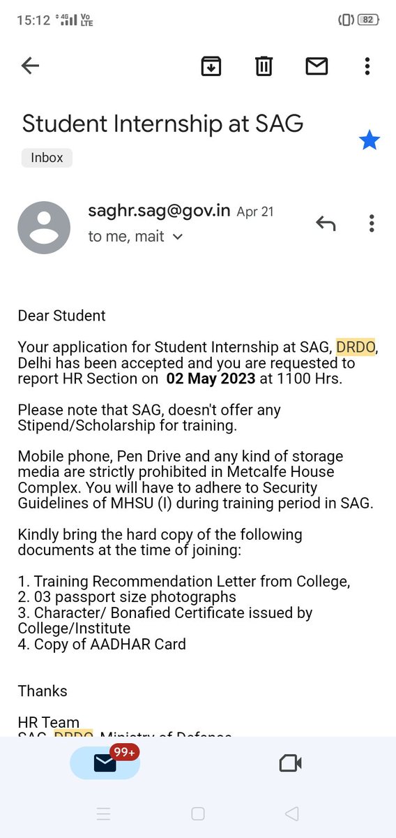 ParamSingh1303's tweet photo. Hello everyone!!

I am glad to tell you all that after receiving 3 offer-letters from different - different drdo departments like  CFEES, SAG, DESIDOC continuing with CFEES on Cybersecurity Cuckoo - Open source. Glad to get this opportunity to explore cybersecurity domain. https://t.co/aHQozLhEzy