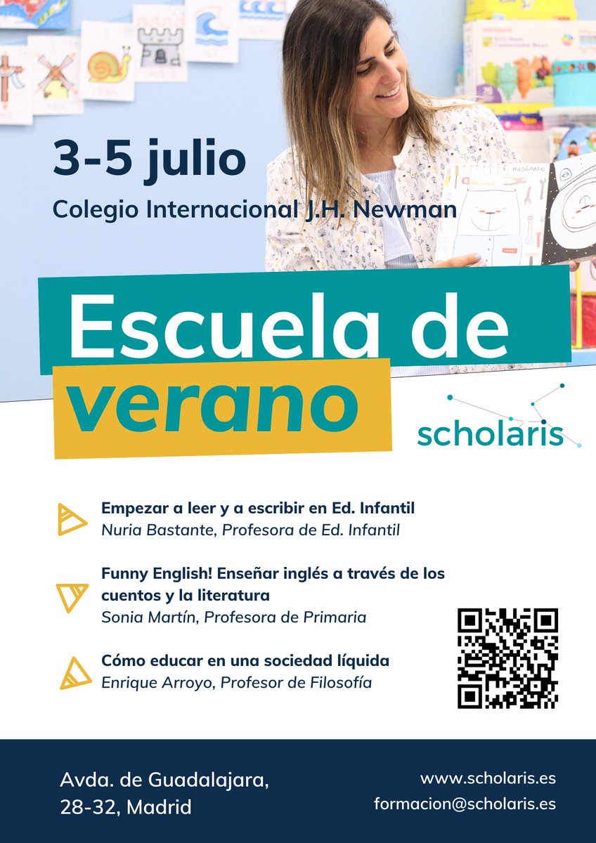 🔵ESCUELA DE VERANO #SCHOLARIS

🗓️Del 3 al 5 de julio
👩‍🏫Tres cursos de exposición de métodos y herramientas de profesores a partir de su experiencia de aula.

💥Inglés, lecto-escritura, afecto y libertad...
📍En el Colegio <a href="/jh_newman/">Colegio Internacional J. H. Newman</a>

✏️¡Apúntate!
scholaris.es/escuela-de-ver…