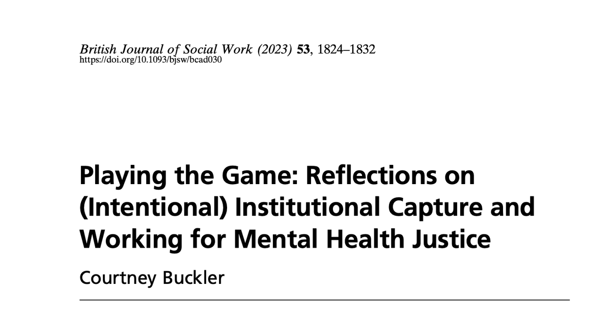cbuckler_'s tweet photo. My first publication in the @BJofSW is out and about in the world 🌞 What a delight to be published alongside the writings of so many wonderful people doing lived experience work. 🧵 1/8

https://t.co/2UI3xldeSO https://t.co/XL1OvwynvL