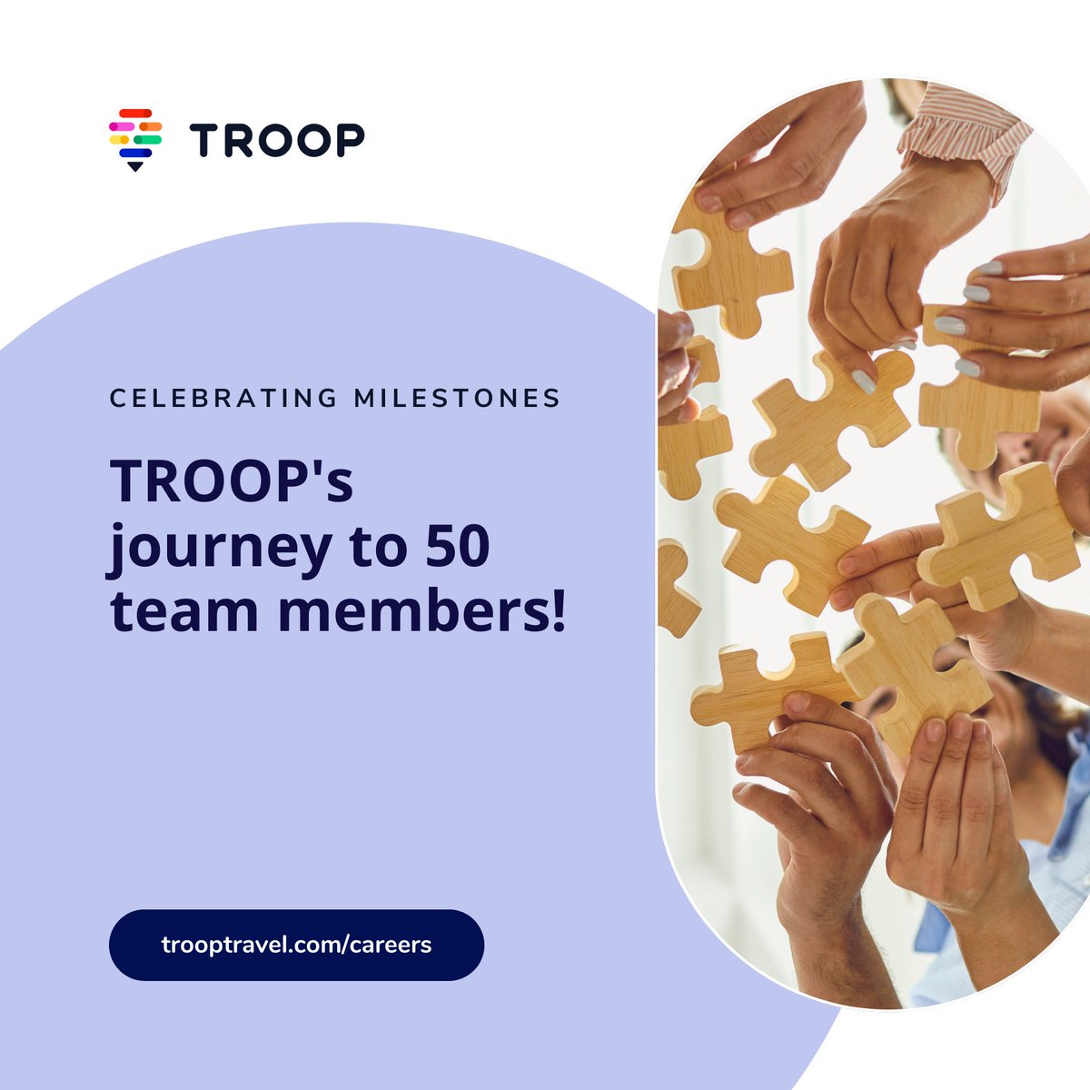 Celebrating a big milestone at TROOP - we're now a team of 50! Each member brings unique talents and a shared passion for reshaping corporate travel. Grateful for our clients, partners, and investors who've trusted us and fueled our growth. Onward to more innovation! #remotework
