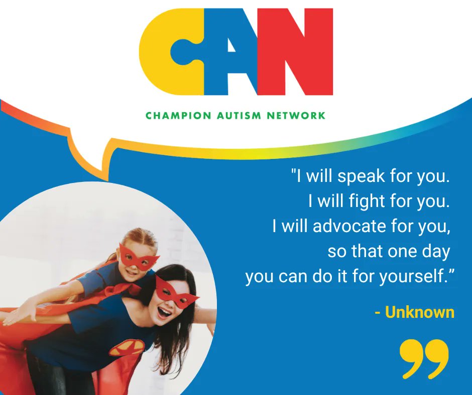 'I will speak for you. I will fight for you. I will advocate for you, so that one day you can do it for yourself. 
#MotivationMonday #ComePlayWithUs® #YesYouCAN® #ChampionAutismNetwork #AutismAcceptance #AutismAwareness #Autism #AutismSupport #AutismFamily #AutismCommunity