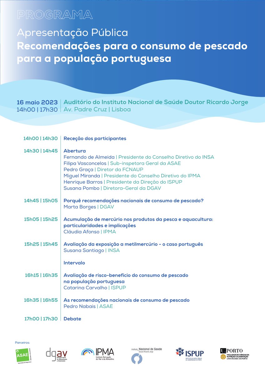 irj_pt's tweet photo. É já amanhã, dia 16 de maio, que terá lugar no auditório do @irj_pt, em Lisboa, a sessão de apresentação pública das recomendações para o consumo de pescado para a população portuguesa.

Saiba mais ➡️ https://t.co/V5enc7txV3

#INSA @DGAVpt @AsaeGov #fcnaup @ipma_pt @ISPUP https://t.co/pMeqFIWT3v