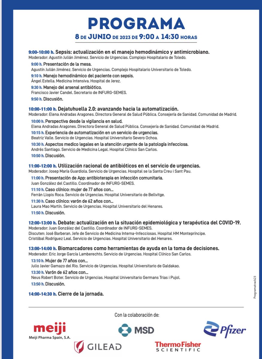Siguiente parada: track INFURGSEMES en el congreso nacional. Te esperamos el 8 de Junio en la sala Madrid <a href="/SEMES_/">SEMES</a> <a href="/SemesMir/">SEMESMIR</a>