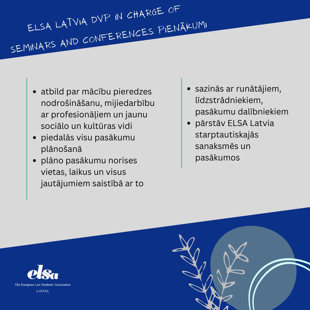 ELSALatvia's tweet photo. Jaunās Valdes vēlēšanas tuvojas 💡📋
Iepazīsti ELSA Latvia valdi!

ELSA Latvia viceprezidente semināru un konferenču organizēšanā Martina Ķierpe! https://t.co/UwgKcJYq1u