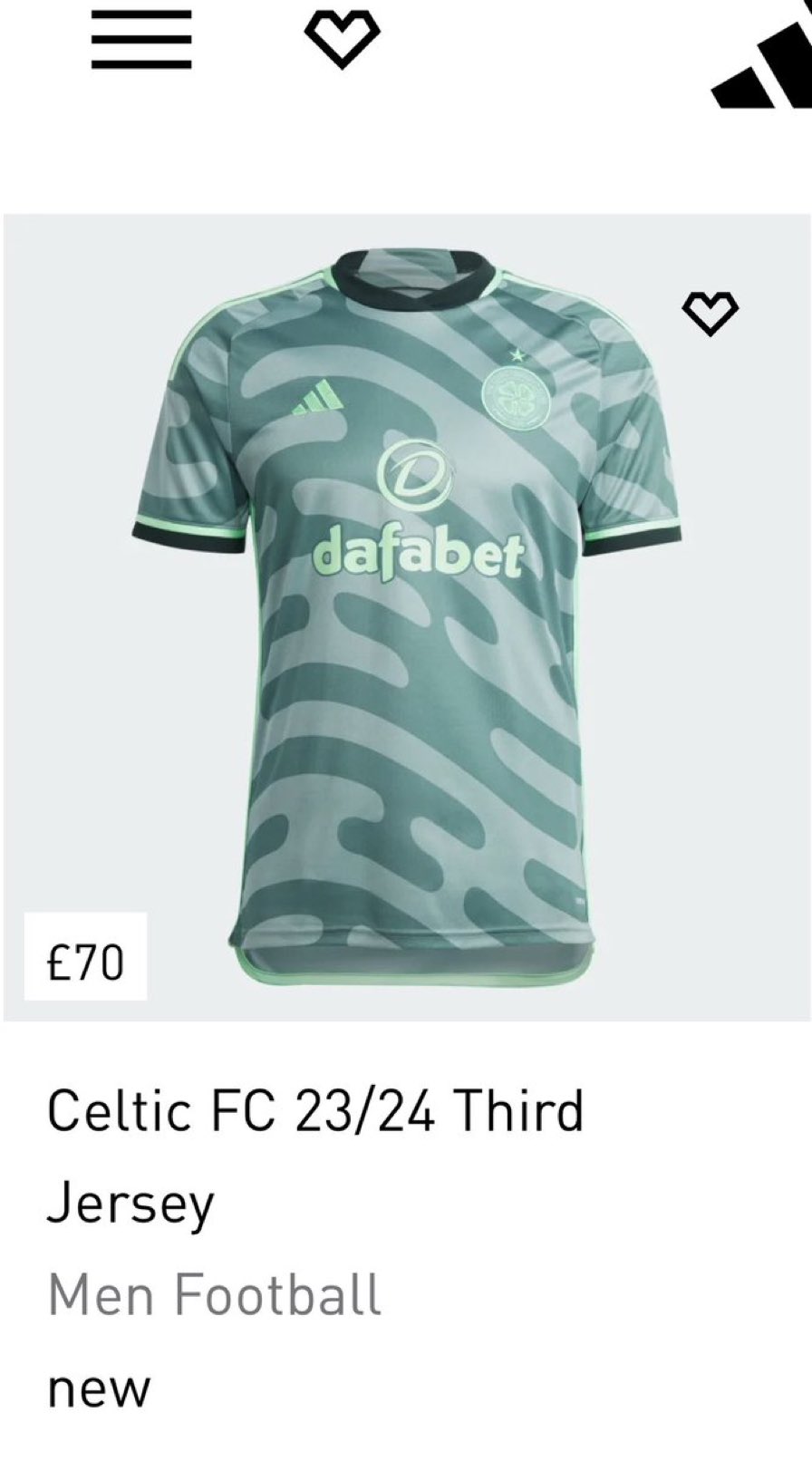 Adidas Celtic Mens 2023/24 Away Shirt