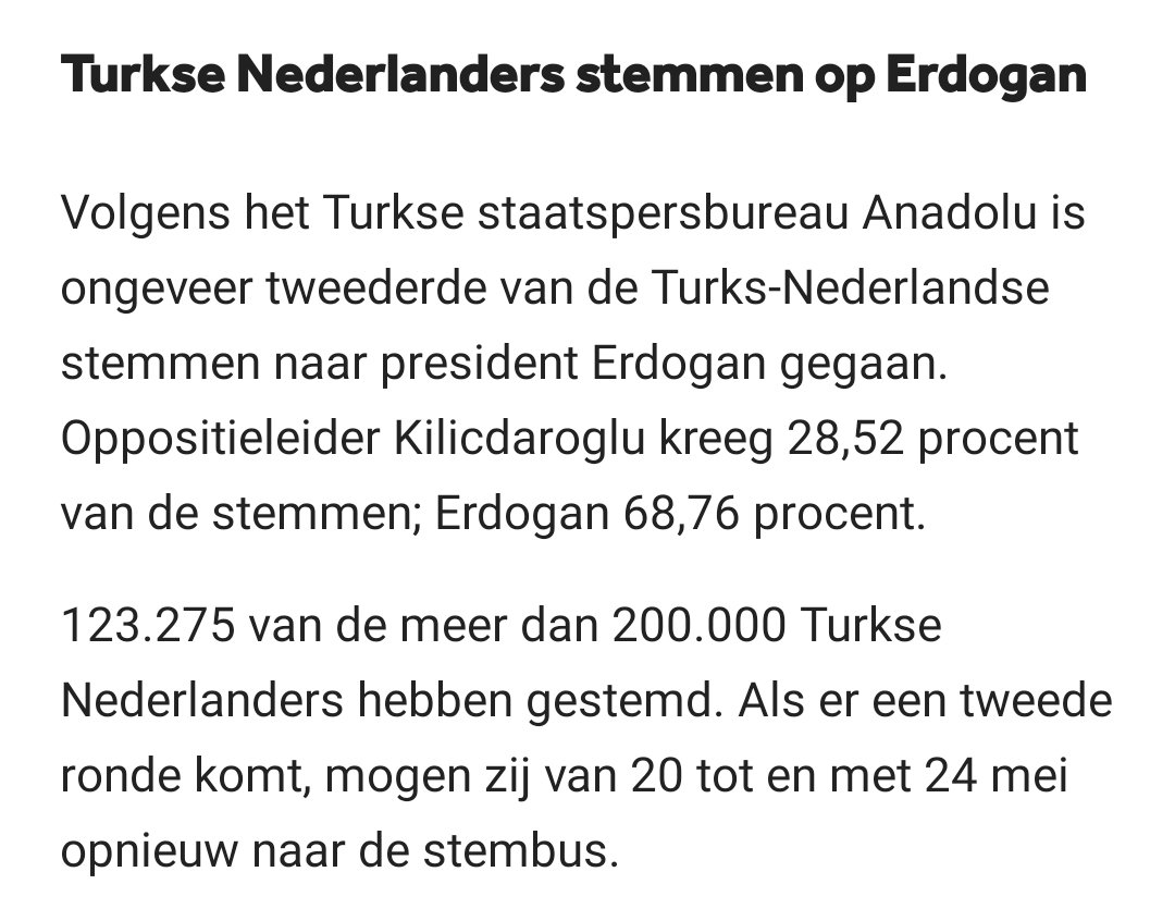 Turkse Nederlanders hebben massaal op Erdogan gestemd. 👍🇹🇷