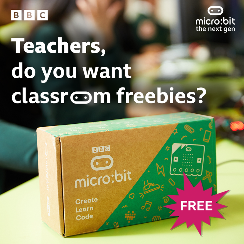 BBC_Teach's tweet photo. Want free BBC micro:bits? 

Aimed at KS2, BBC micro:bit - the next gen is giving away a FREE classroom set of 30 micro:bits to every primary school in the UK #BBCmicrobit
