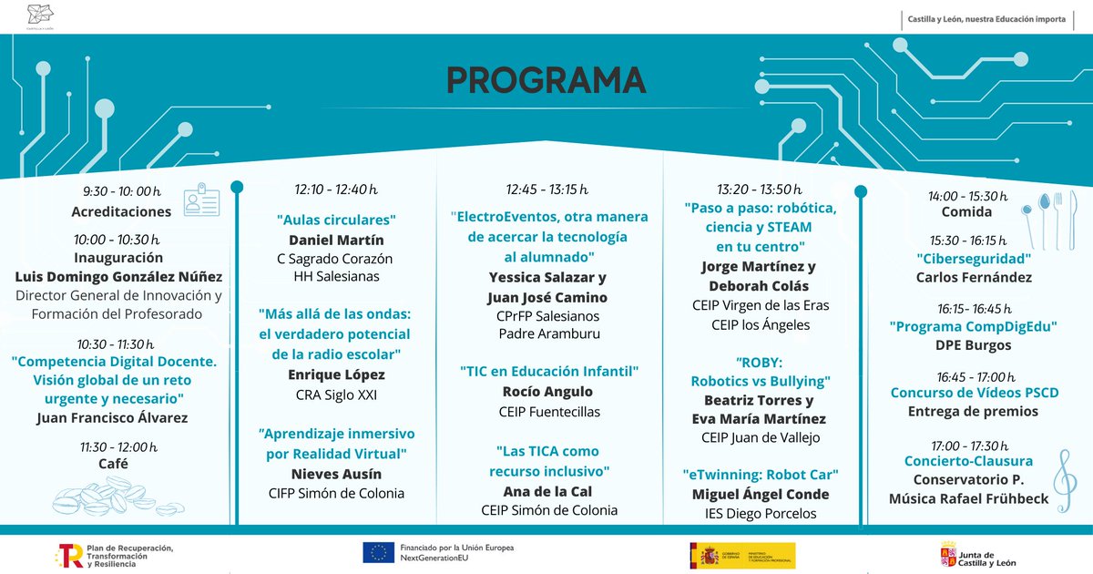 🔊II Jornada Provincial #CompDigEdu_BU

¡Ya tenemos el programa!🎆

Invitados especiales y experiencias TIC de centro muy innovadoras nos esperan el 24 de mayo.

ℹ️ Más información⬇️
🔗sway.office.com/mGtyTyuAhdVlsf… 

<a href="/TICABurgos/">TICABurgos</a> <a href="/educacyl/">Educación JCyL</a>  #CompDigEdu_CyL