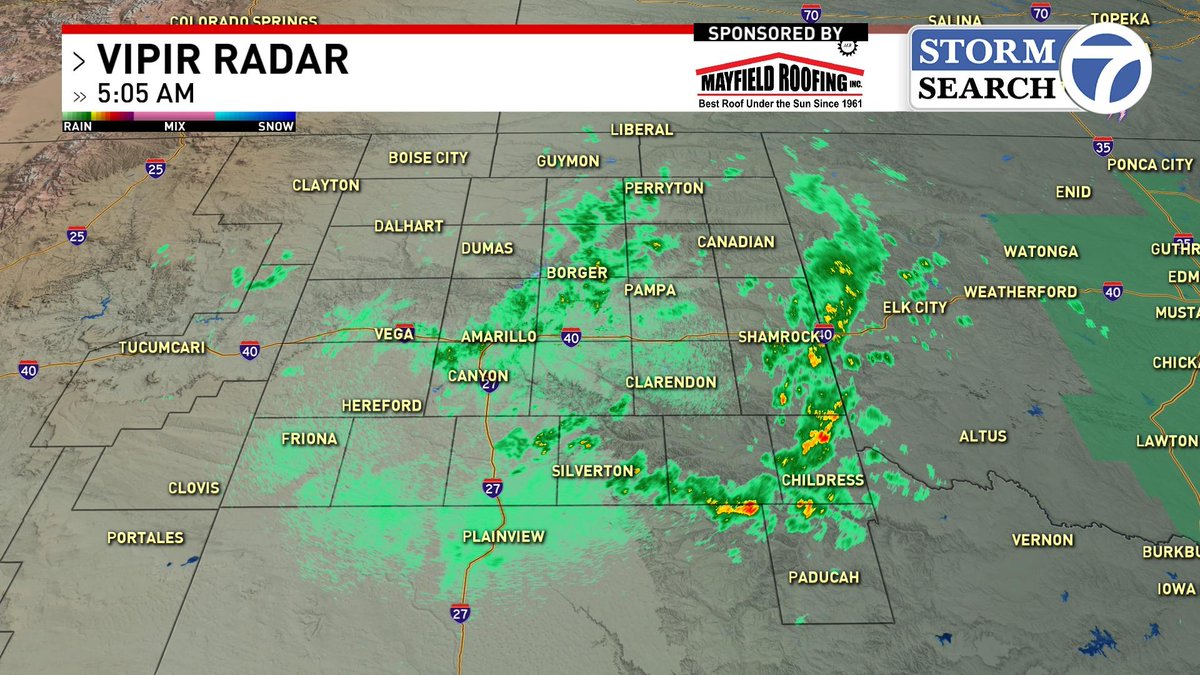 CorbinVogesWX's tweet photo. Isolated to scattered showers will start to decay later this morning after sunrise. Mostly cloudy skies and highs in the low to mid 70s though is nothing to gripe about either for this afternoon.  #txwx #okwx #nmwx #Rain @ABC7Amarillo @StormSearch7 https://t.co/haoXMs5hHe