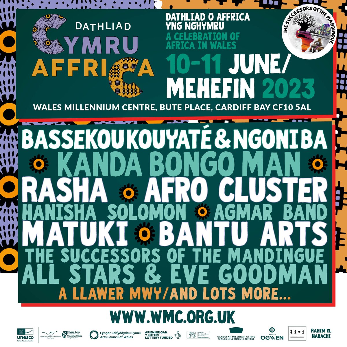 Dathliad Cymru-Affrica (Wales Africa Celebration) Festival: A celebration of Africa in Wales over two weekends! In North Wales, BETHESDA at @NeuaddOgwen 1-3 June: bit.ly/42zTDYn For CARDIFF @theCentre 10-11th June: bit.ly/3O9bCQY #dathliadcymruaffrica