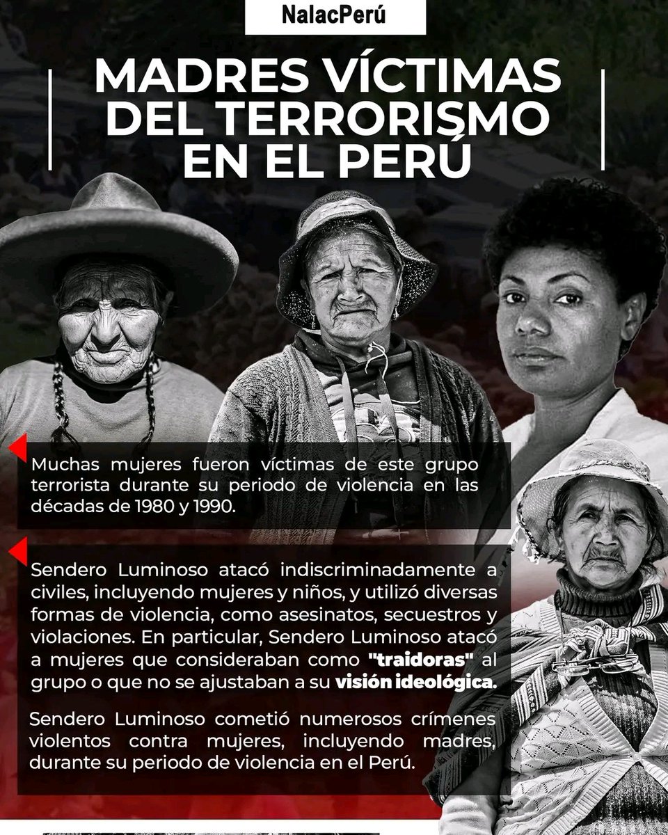 Durante la década de los 80, el Perú sufrió una época de violencia por el grupo terrorista Sendero Luminoso que dejó a miles de personas muertas o desaparecidas. Entre las víctimas se encuentran madres y niños. 🚨 

#NoaLaAsambleaConstituyente #NoAlChantaje #FelizDiaDeLasMadres