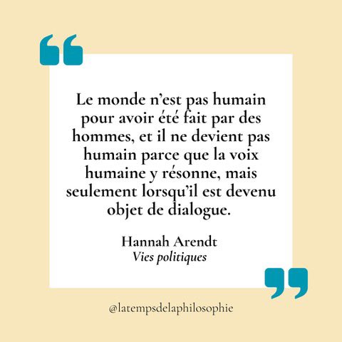 Thématique de la semaine : le #langage, la #parole et le #silence 

Une citation de Hannah Arendt pour commencer 📚 #philosophie #dialogue #citation