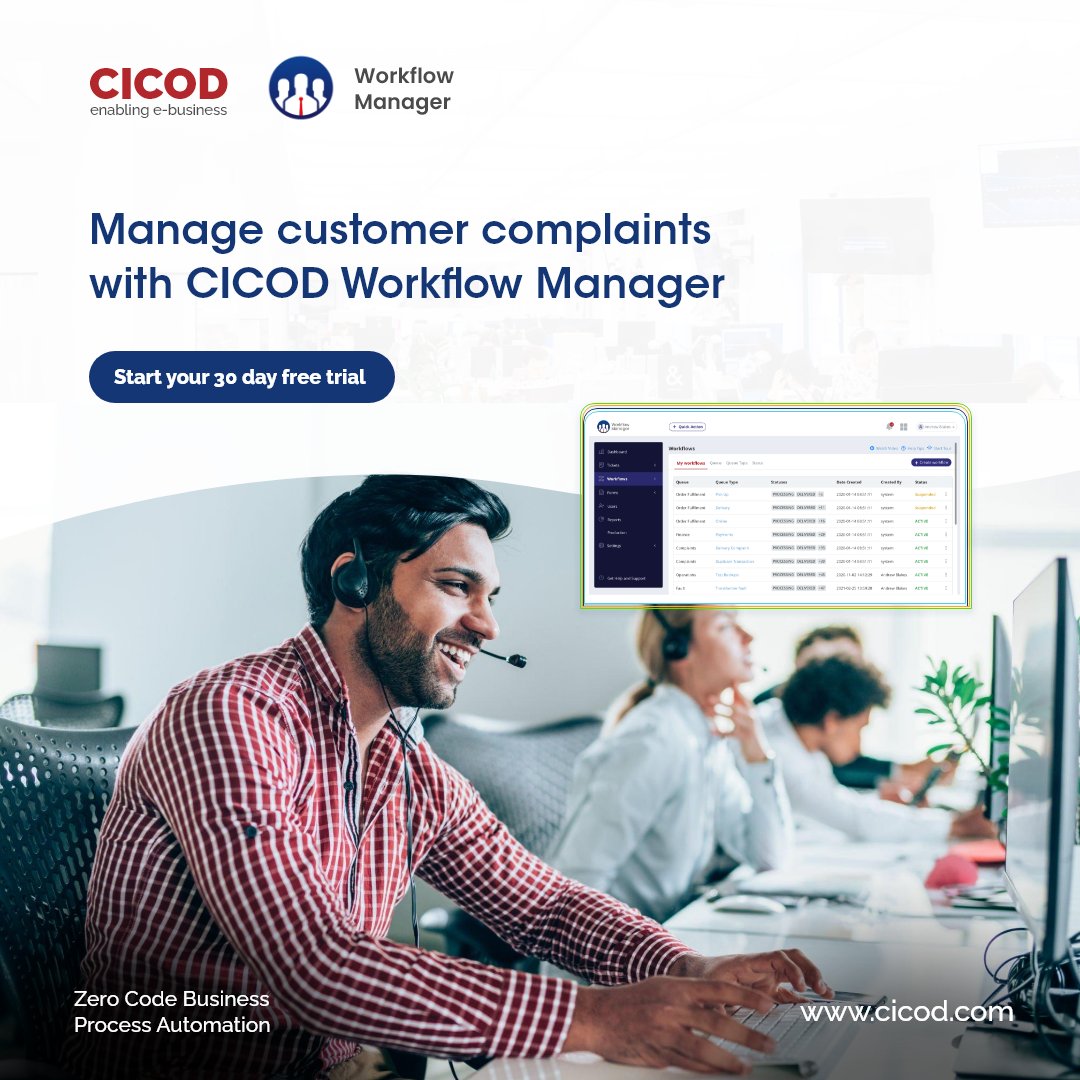 getcicod's tweet image. Customer satisfaction is key to your business success. Manage and escalate customer issues as tickets with CICOD Workflow Manager
Try for free - zcu.io/vs5W 
#CICOD #WorkflowManager #CustomerSatisfaction #Escalations