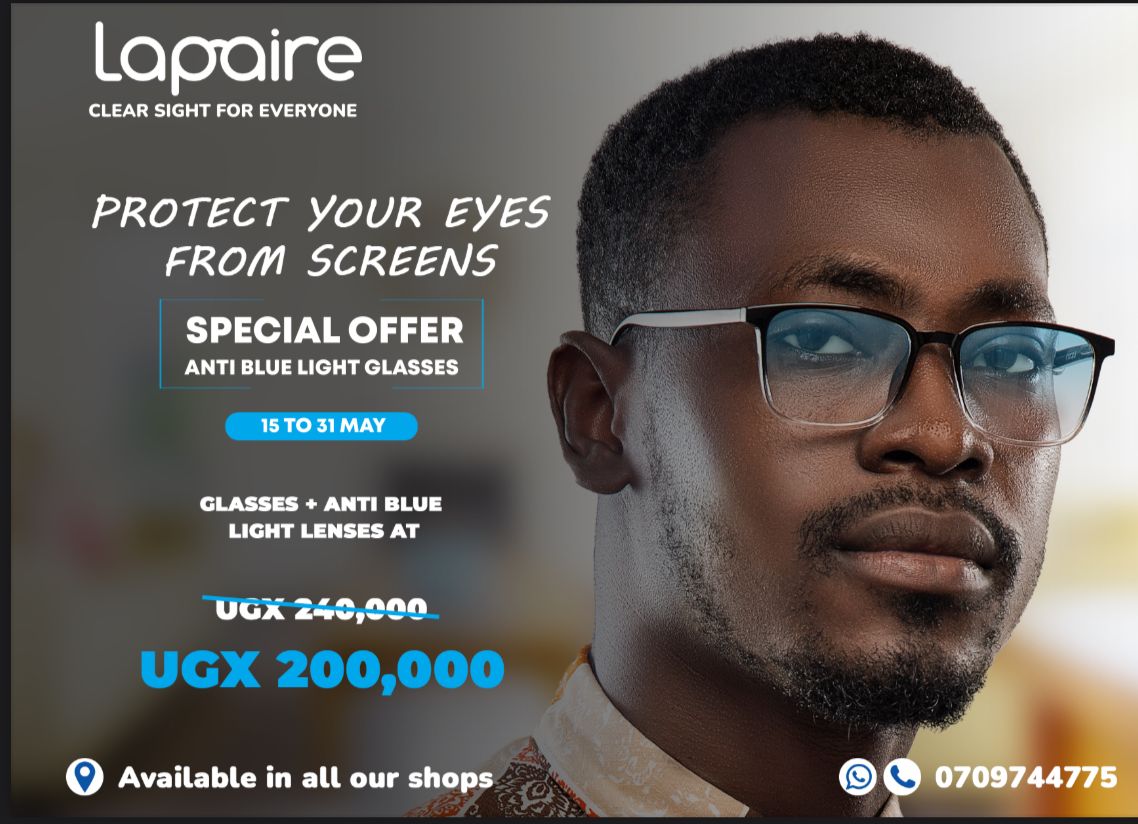 🚨🚨🚨 Discount Alert 🚨 🚨🚨

Do you spend more than 8 hours on your computer? Protect your eyes! 

Grab yourself a pair of trendy frames with blue light blocking lenses at Ugx 200,000 across all our branches! 

This offer is valid from today to 31st May

#GetLapaired