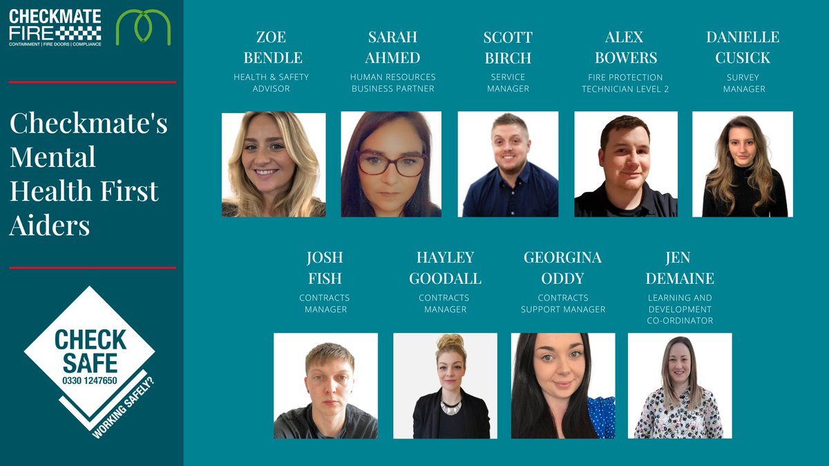 Today is the start of #MentalHealthAwarenessWeek!

At <a href="/CheckmateFire/">Checkmate Fire</a> we have 9 fully qualified Mental Health First Aiders! Our team are incredible and completely invaluable within our organisation.

Thank you for all your hard work.

#MentalHealthAwareness #MentalHealthMatters