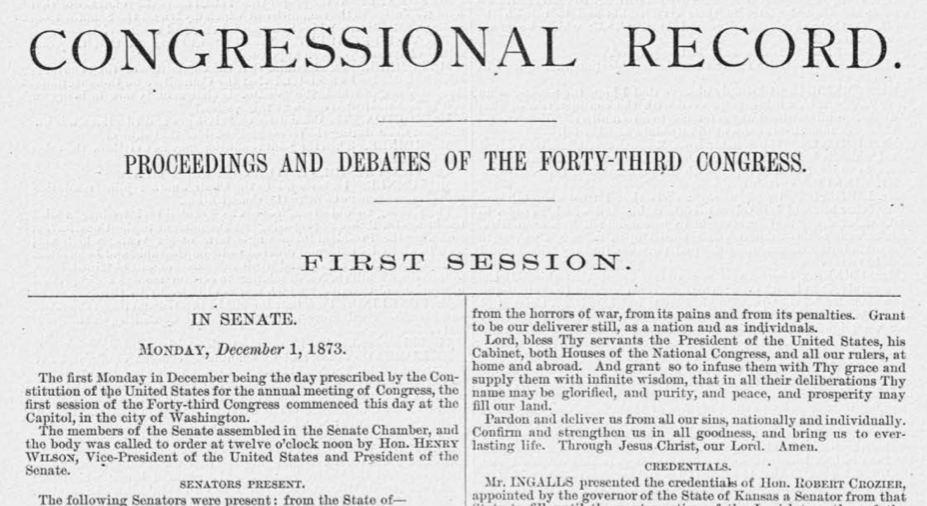 TheFLLOC's tweet photo. #RT @LawLibCongress: RT @congressdotgov: The Bound Congressional Record now goes back to December of 1873 on #Congressdotgov! https://t.co/ajDajrx3WW https://t.co/5dGZMrMzH6