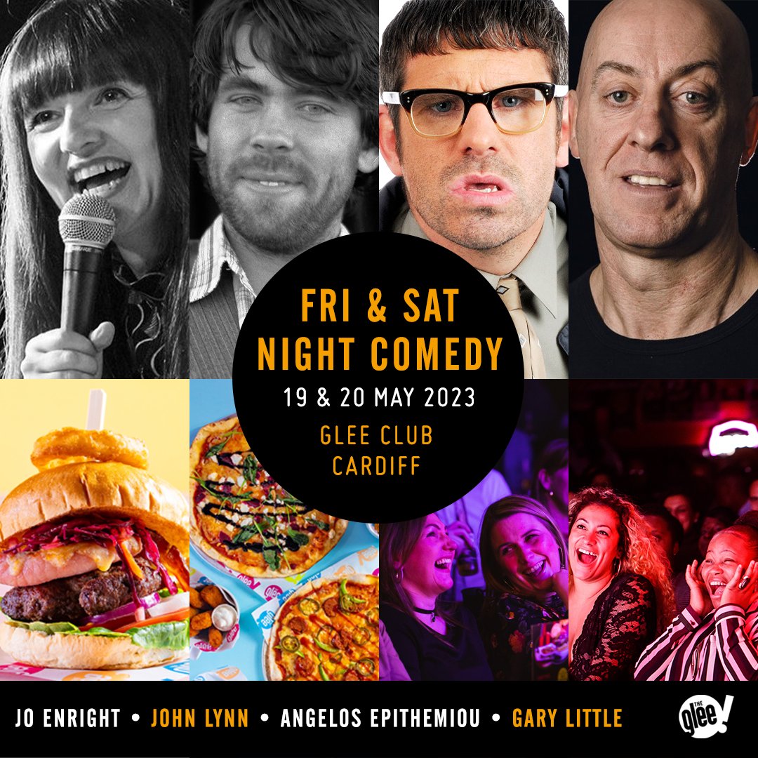 📅 Friday & Saturday Night Comedy, featuring @jo_enright, John Lynn, @Epithemiou & Gary Little Four superb stand-up comedians and a great range of tasty food offerings Tickets 🎟 bit.ly/CardiffWeekend…