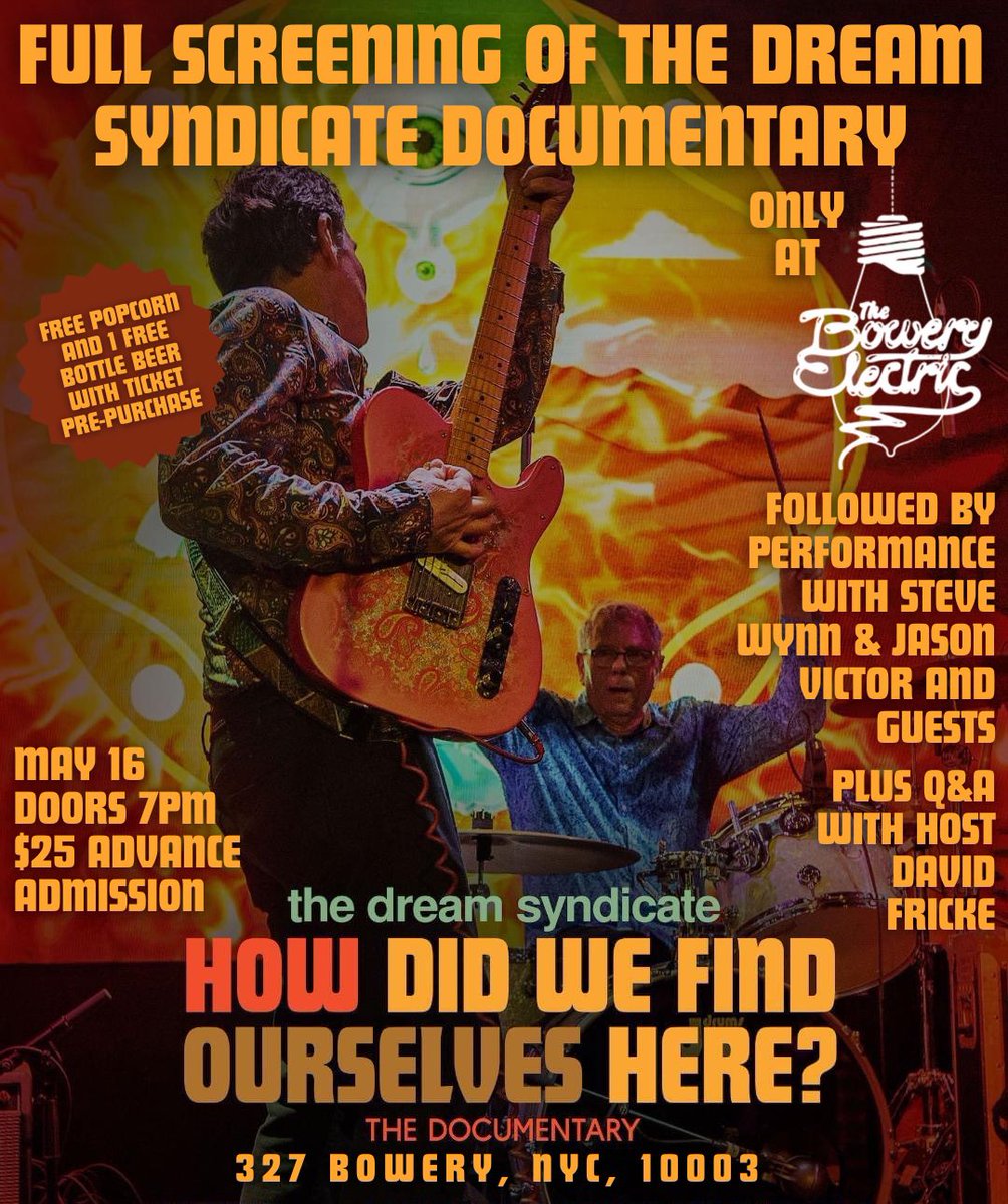 I’ll be dropping by @WFMU today at noon (ET) with @JoeBelock to talk about tomorrow’s screening of the new Dream Syndicate documentary at @boweryelectric as well as the upcoming @BaseballProject album. Tune in at wfmu.org/playlists/show….