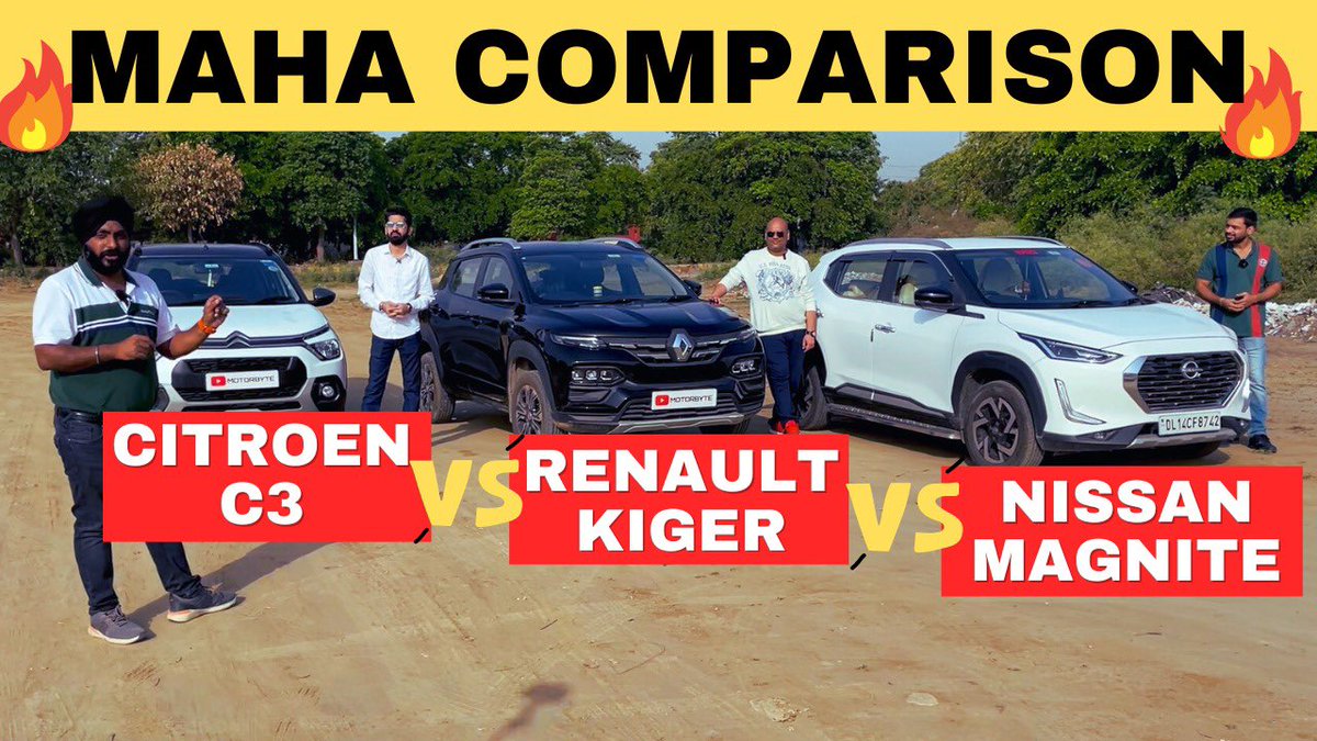 imotorbyte's tweet photo. Citroen C3 1.2 Turbo vs Renault Kiger 1.0 Turbo vs Nissan Magnite 1.0 Turbo

Full video link: https://t.co/VgSJeEwyjt 

#citroenindia #renaultndia #nissanindia #motorbyte #carreviews https://t.co/F54Bewo1vt