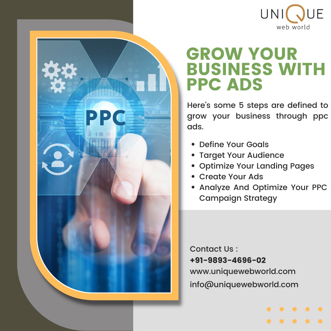 PPC ads offer a powerful and efficient way to drive traffic, increase conversions, and boost your online presence.
.
.
.
Follow Us 
#ppcads #digitalmarketing #ppc #googleads #ppcadvertising #ppcmarketing #payperclick #seo #ppcagency #viral #uniquewebworld