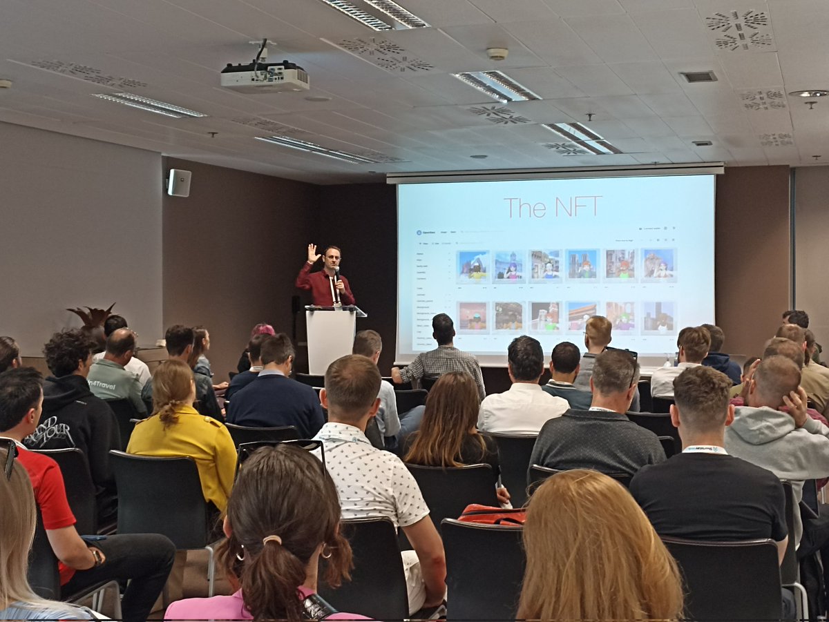 tripscommunity's tweet photo. Our @tripluca is now on stage explaining the concept behind the #Web3inTravel conference organised through a #DAO specifically created for it 

#Web3 #DAOs #Innovation #NFT #crypto #gnosis https://t.co/PzCb1fy5Rf
