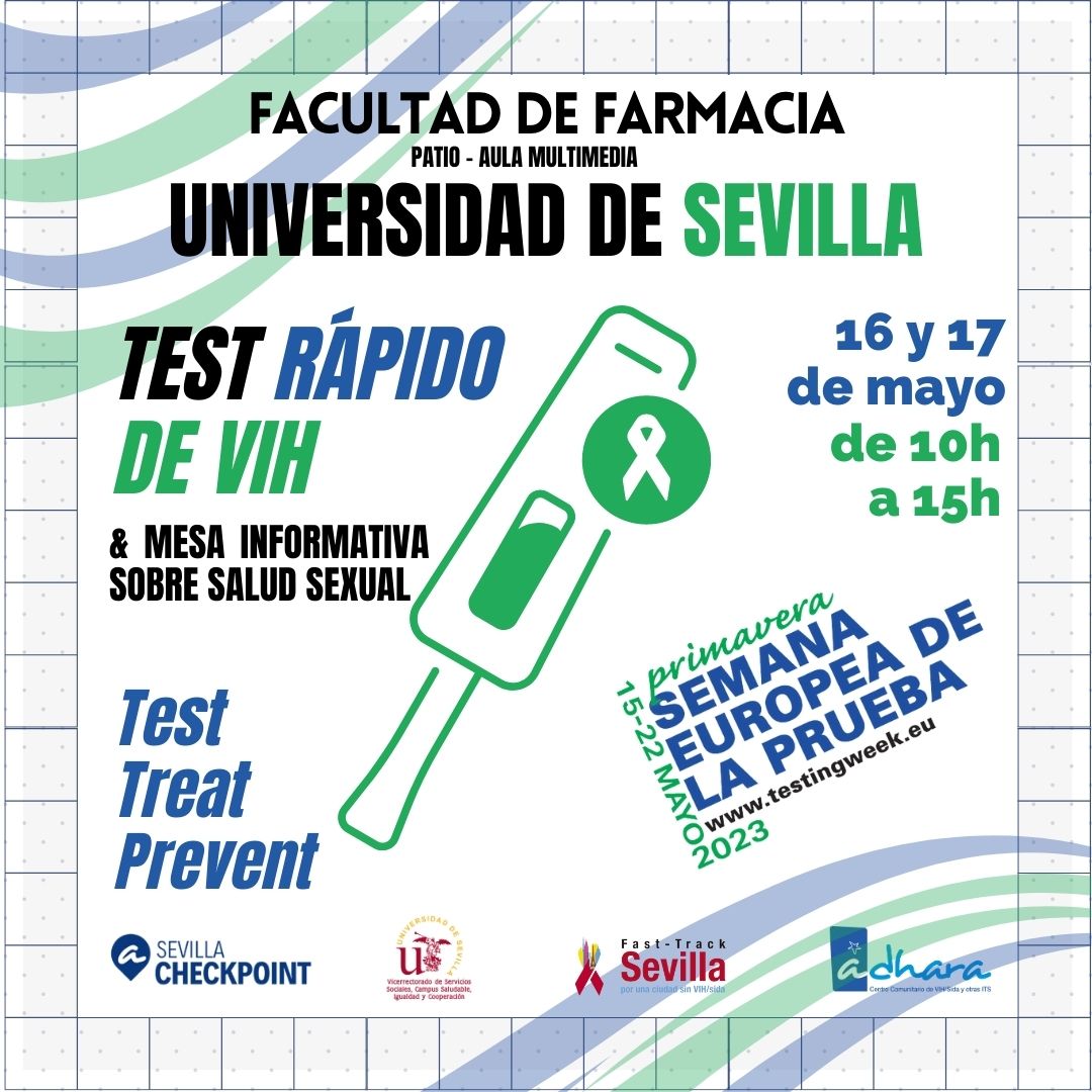 Para celebrar la #SemanaEuropeadelaPrueba (Primavera) nos desplazamos a la <a href="/fafarsevilla/">Facultad Farmacia US</a> de la <a href="/unisevilla/">Universidad de Sevilla</a> donde podrás informarte y realizar la prueba de #VIH.  1 de cada 5 de los 2,3 millones de personas que viven con el VIH en 🇪🇺 #Europa desconocen su estado serológico.