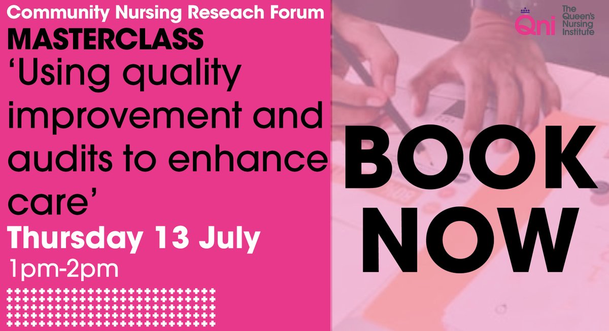 The Queen's Nursing Institute (@theqni) on Twitter photo Join us Thursday 13 July, 1pm-2pm for the next free Community Nursing Research Forum's #Masterclass.
'Using Quality Improvement and Audits to Enhance Care' with #ExtraordinaryQN Dr Carolyn Lees from <a href="/LJMUNursing/">LJMU Nursing</a>. Book here: qni.org.uk/news-and-event…
<a href="/Ben_Bowers__/">Dr Ben Bowers RN FQICN QN</a> #QNIResearch Join us Thursday 13 July, 1pm-2pm for the next free Community Nursing Research Forum's #Masterclass.
'Using Quality Improvement and Audits to Enhance Care' with #ExtraordinaryQN Dr Carolyn Lees from <a href="/LJMUNursing/">LJMU Nursing</a>. Book here: qni.org.uk/news-and-event…
<a href="/Ben_Bowers__/">Dr Ben Bowers RN FQICN QN</a> #QNIResearch