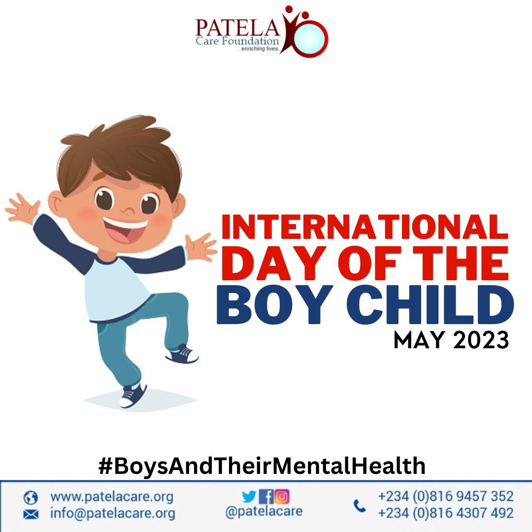 International Day of the Boy Child 2023
#BoysAndTheirMentalHealth
#PatelaCareEnrichingLives

#GlobalHealth #Health #IDPsHEALTH  #IDPs #WASH #SDGs #UNESCO #Patelacare
#VaccineWorks
#RadiationOncology
#HealthAndLifeWithFolukeSarimiye
#PsychoOncology
#ConfrontAndConquerCancer