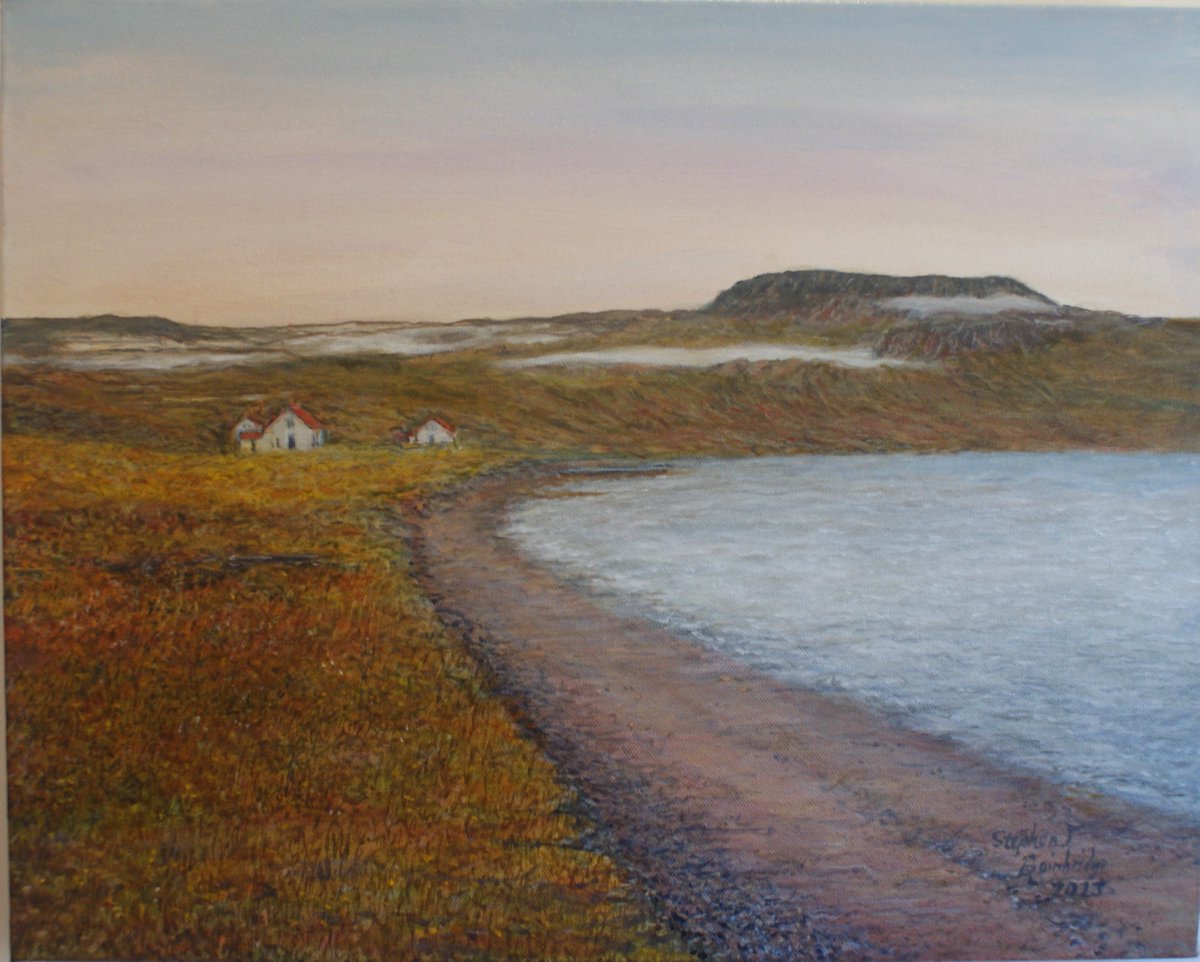 steve60017's tweet photo. #Hesteyri #Iceland painting completed after visit on tour on @pandocruises 25 years after spending time there on #DickPhillips walking tours. Met the son of the fisherman who originally took us across the Fjord. Amazing experience. #Acrylic #landscape #art https://t.co/8IF8fmjbId
