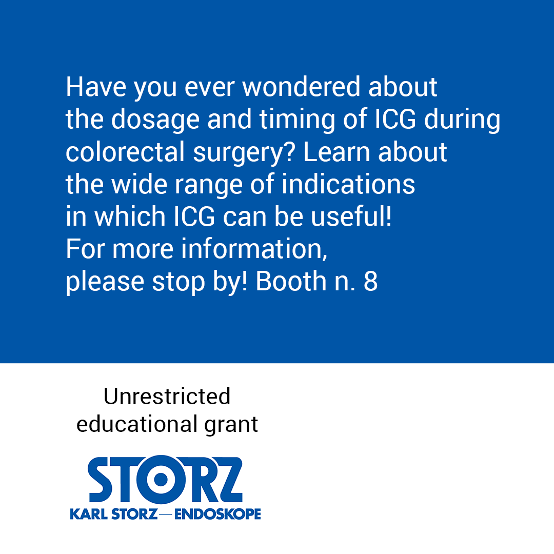 Have you ever wondered about the dosage and timing of ICG during colorectal surgery? Learn about the wide range of indications in which ICG can be useful! For more information, please stop by!  Booth n. 8