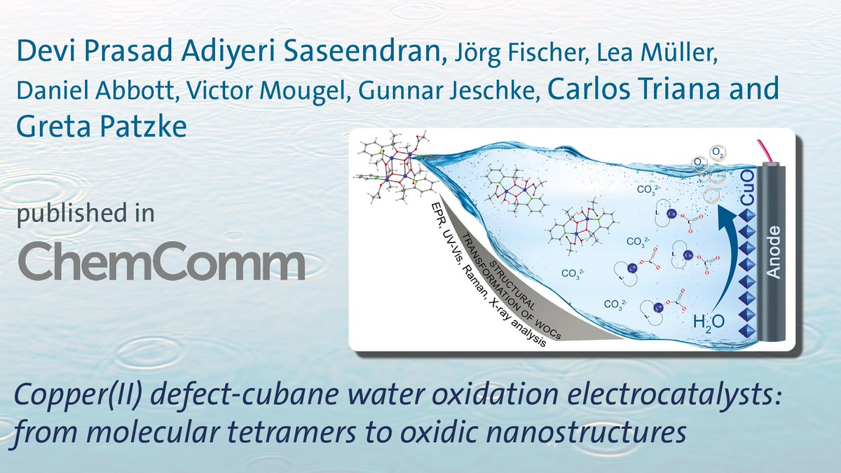 Delighted to share a new article published @ChemCommun by @DeviPrasadAS1,@CaTrianaEs, @PatzkeGroup @UZH_CZhemistry and collaborators from @ETH_DCHAB : Tracking Cu water oxidation catalysts..!!: pubs.rsc.org/en/content/art…