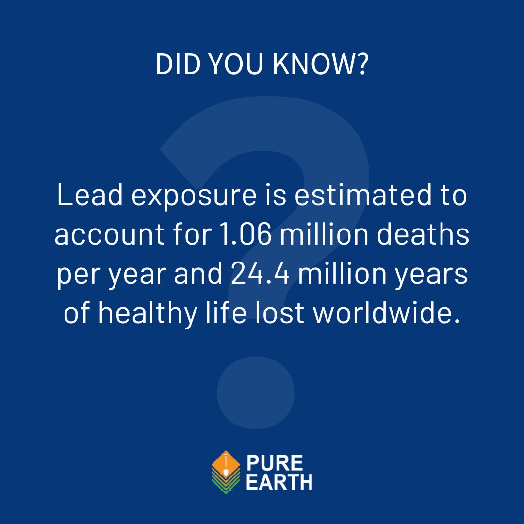 Lead poisoning is a silent killer that robs millions of people of healthy years of life.  We must act now to protect our communities from this toxic threat. #StopLeadPoisoning #StopPollution #PureEarthNow