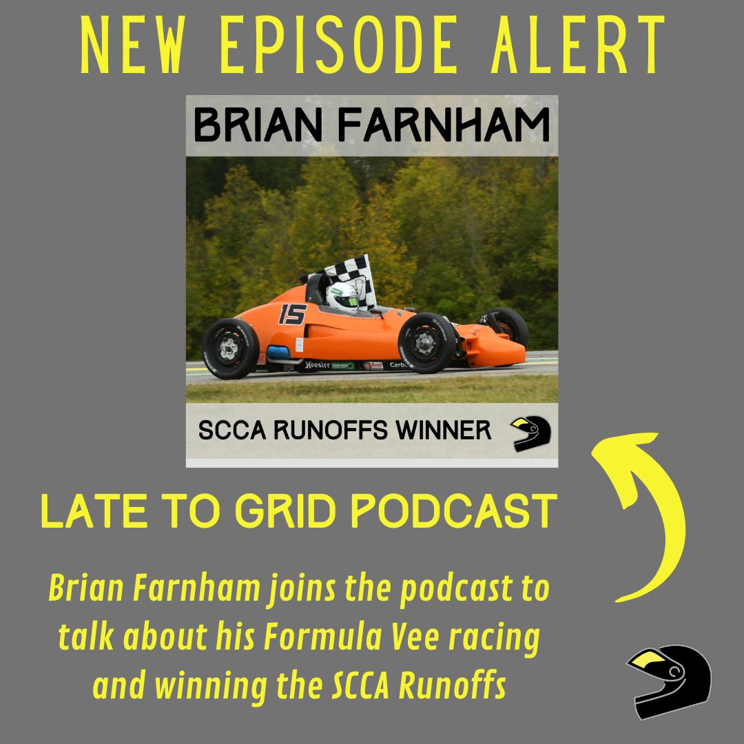 LateToGrid's tweet image. Brian Farnham shares his motorsports journey which includes the top step of the podium at the most recent SCCA Runoffs.

Listen on your favorite podcast app or latetogrid.buzzsprout.com/1573798/128440…

@NEOHIOSCCA #scca #runoffs #formulavee