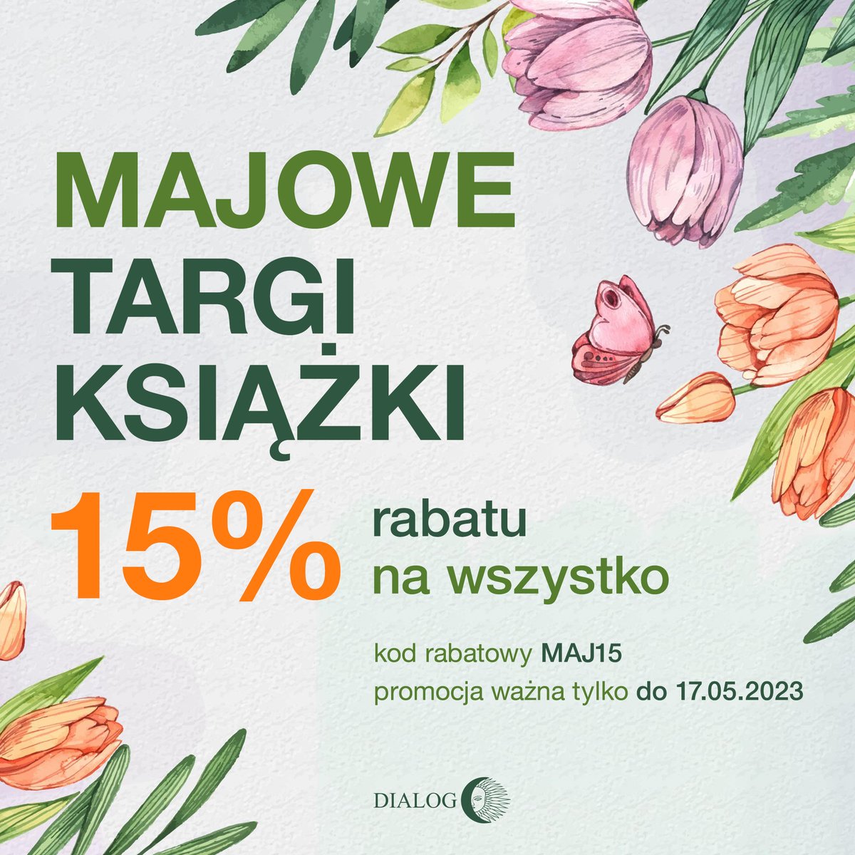 WydawDialog's tweet photo. Uzupełnij swoją biblioteczkę, upoluj nowości w  atrakcyjnych cenach, nakarm czytnik nowymi tytułami! Tylko do 17 maja obniżyliśmy ceny wszystkich naszych książek o 15%! 

Kod rabatowy MAJ15 dodasz w koszyku podczas składania zamówienia. Udanych łowów!
https://t.co/8n4e4LuySz https://t.co/btMGV6E2Ho