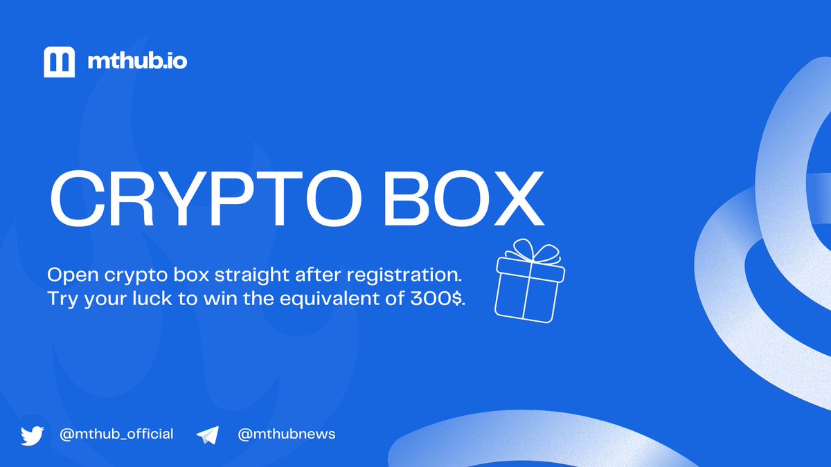 🎁Register & Get Free Crypto

Open the Crypto box and win $MTHUB or USDT after registration. 

💰Win up to 5000 $MTHUB tokens (~$300) and up to 10 USDT.

📌 Try your luck and win crypto: app.mthub.io

#freecrypto #cryptobox #giveaway #cryptogiveaway