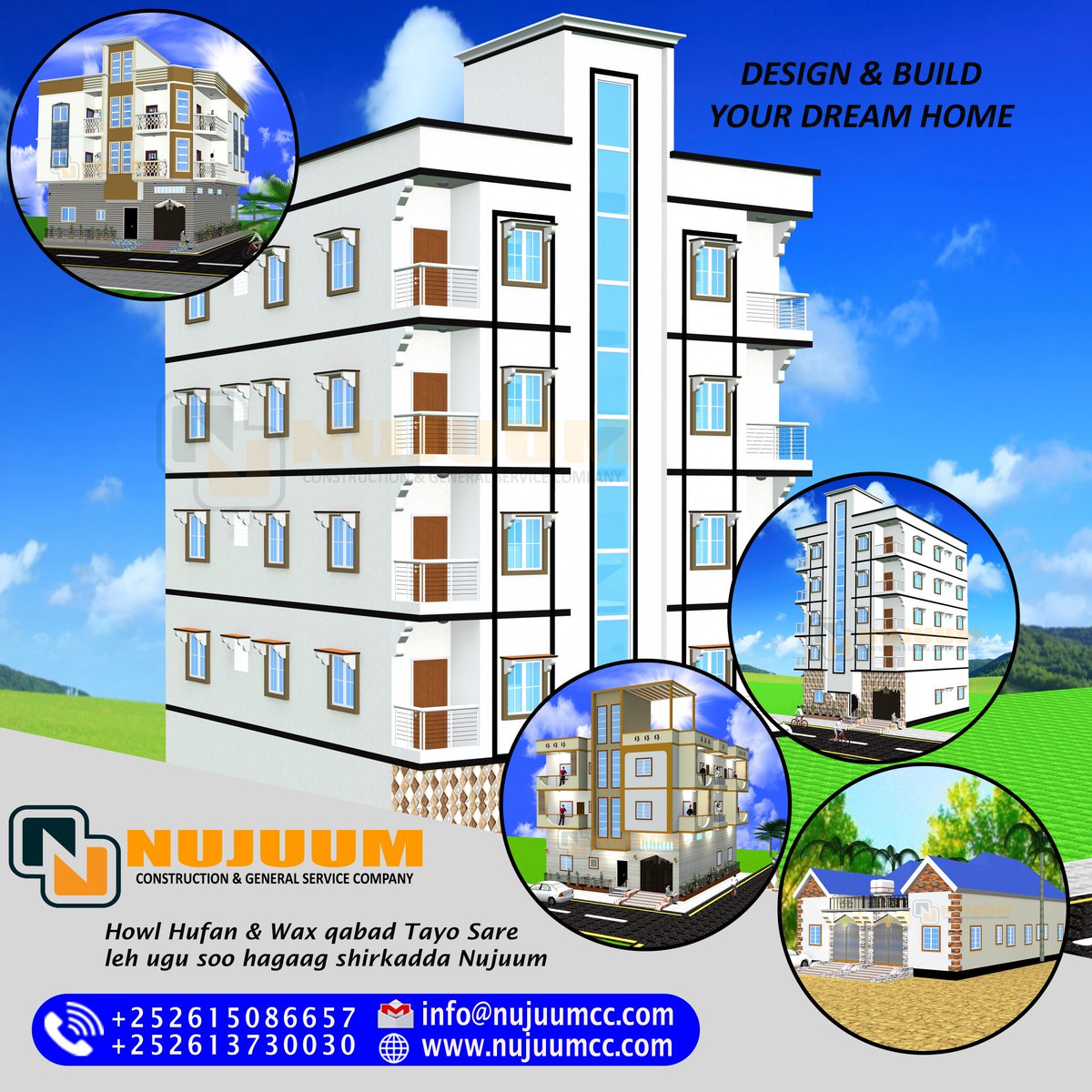 nujuumcc's tweet photo. Macmiil, maku fekeraysaa inaad dhisato #Guri Naqshad #Qurxoon lehna #2D ama #3D oo qiima jaban iyo qiimeen(BOQ)  macquul ah? Laso xiriri #Nujuum  oo kuu dhiseysa 🏗 Guri Naqshad Qurxoon oo Casri ah 🏠🏢. 

Call us
☎️ +252615086657 
📧 info@nujuumcc.com
🌐 https://t.co/cv16cbd5nz https://t.co/GJidJGp0uJ