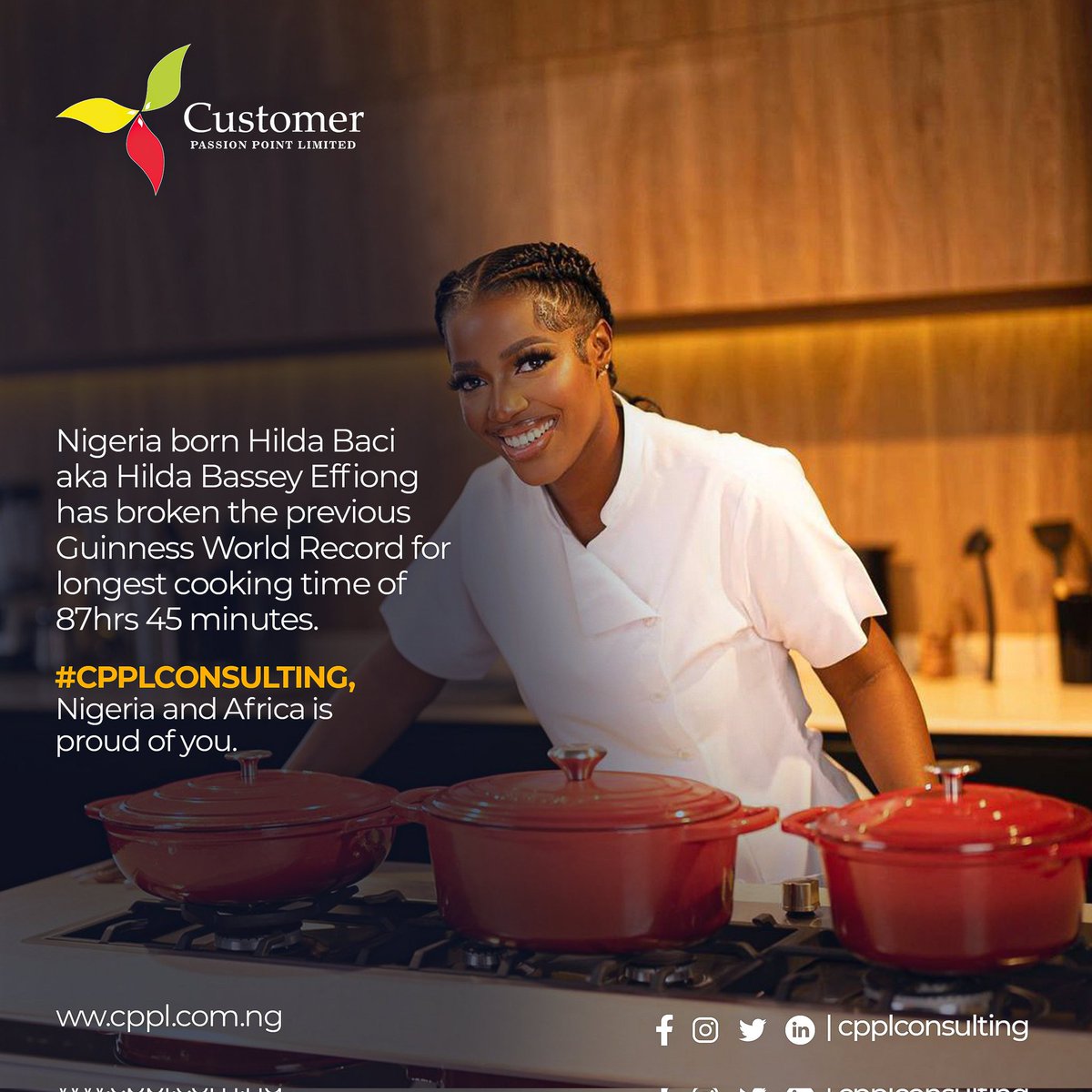 cppltraining's tweet image. Hilda Baci has officially surpassed the current Guinness World Record for the longest cooking marathon by an individual after cooking for more than 87 hours, 45 minutes, The record was set by Lata Tondon from India in 2019.

We at #CPPLCONSULTING are very proud of you.