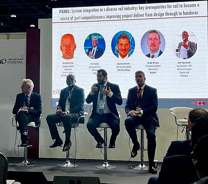 AndreaGiuricin's tweet photo. It was a great first day of the conference here in #abudhabi Middle East Rail where I have the honor to speak about #porti #rail integration.
#intermodality is a key driver of success for the logistic sector and I underline the role of the different stakeholders to succeed in important projects.