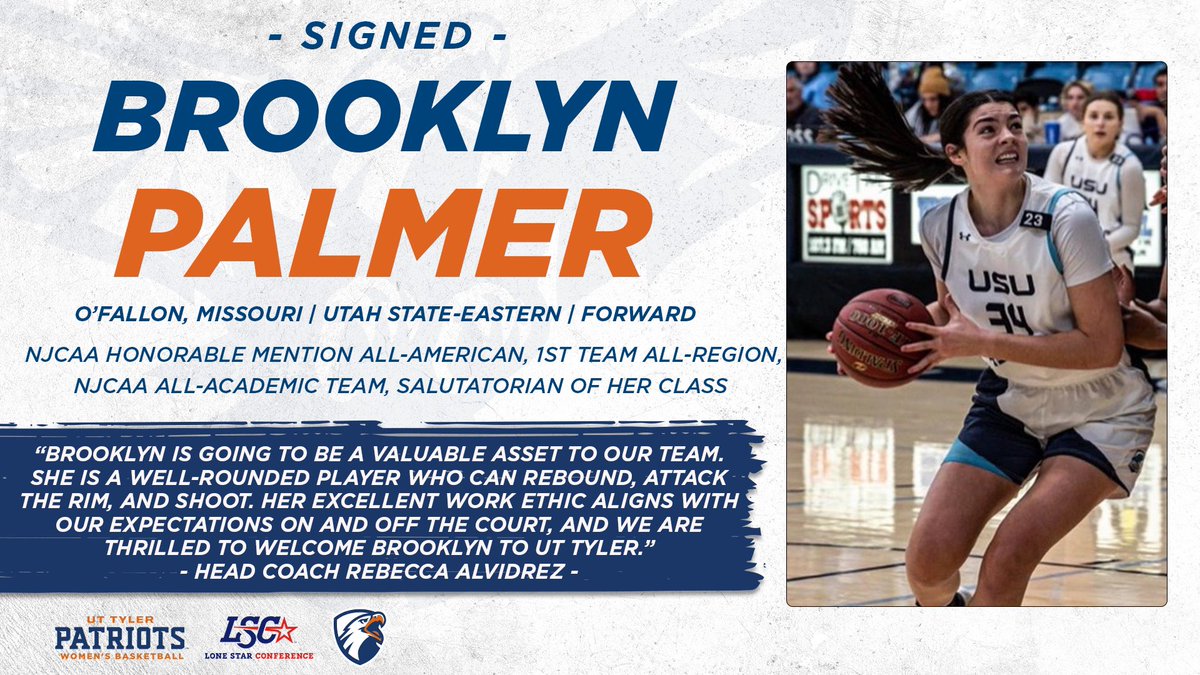 We are excited to announce Brooklyn’s commitment to play basketball at UT Tyler! She will join fellow alumni Ella Bradley and continue helping in their success on and off the court. CONGRATS Palmer!!!! We can’t wait to see you kill it 🏀! Go Patriots!!!